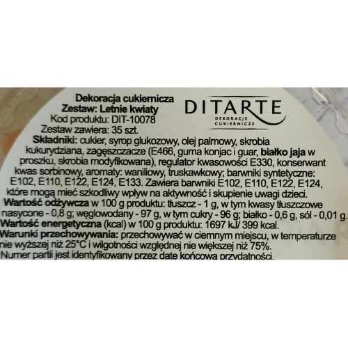 Kwiaty Na Tort Cukrowe Dekoracja Urodziny Mix Kolorów Jadalne kwiatki mini 35szt
